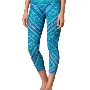Prana Roxanne green Chile blue capri leggings size women’s XS
